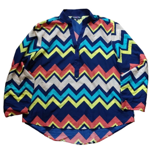 What's Hot Chevron Print Blouse. Colorful Vibrant Lightweight Fun